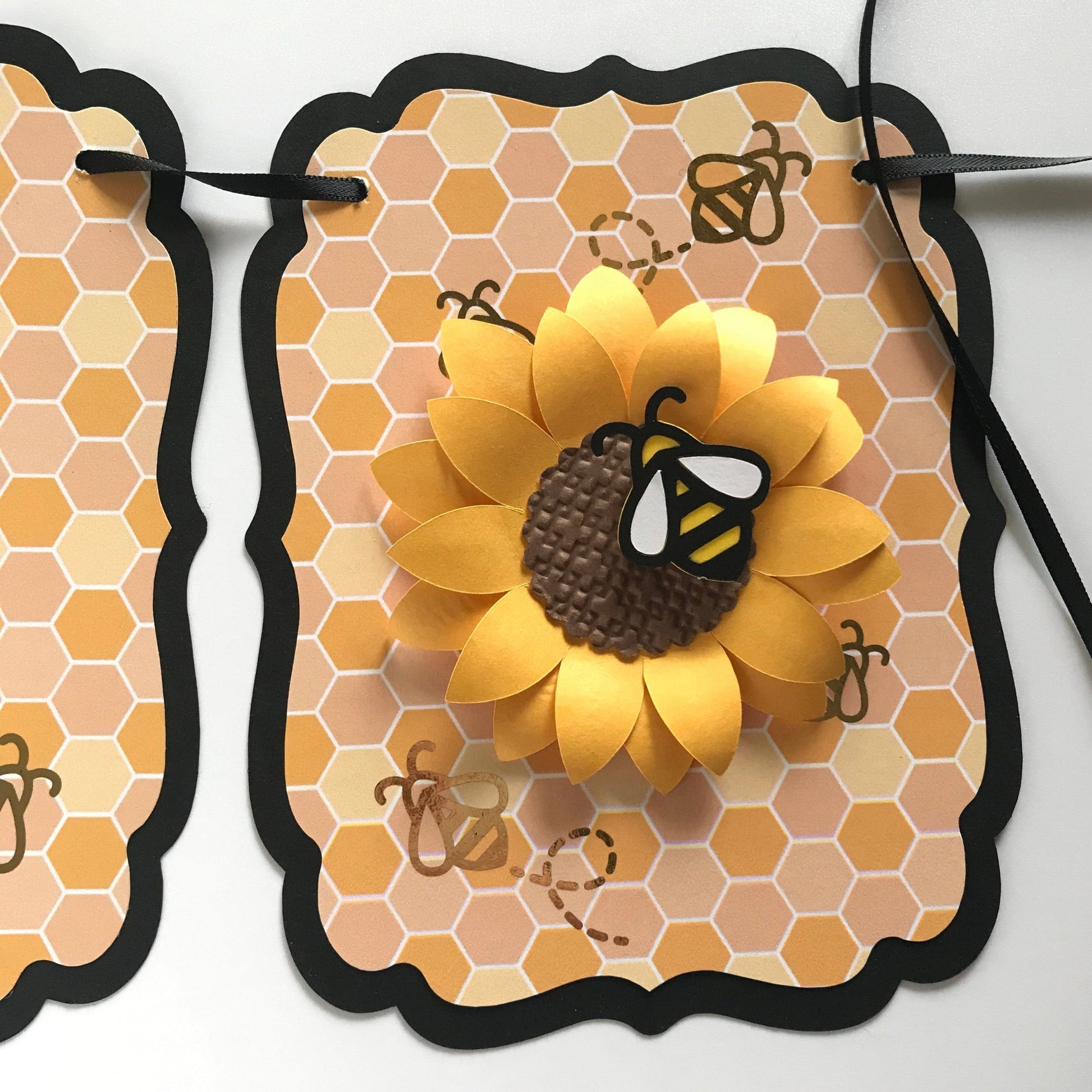 Adriana Ortiz Designs Banner Bumble bee banner with sunflowers