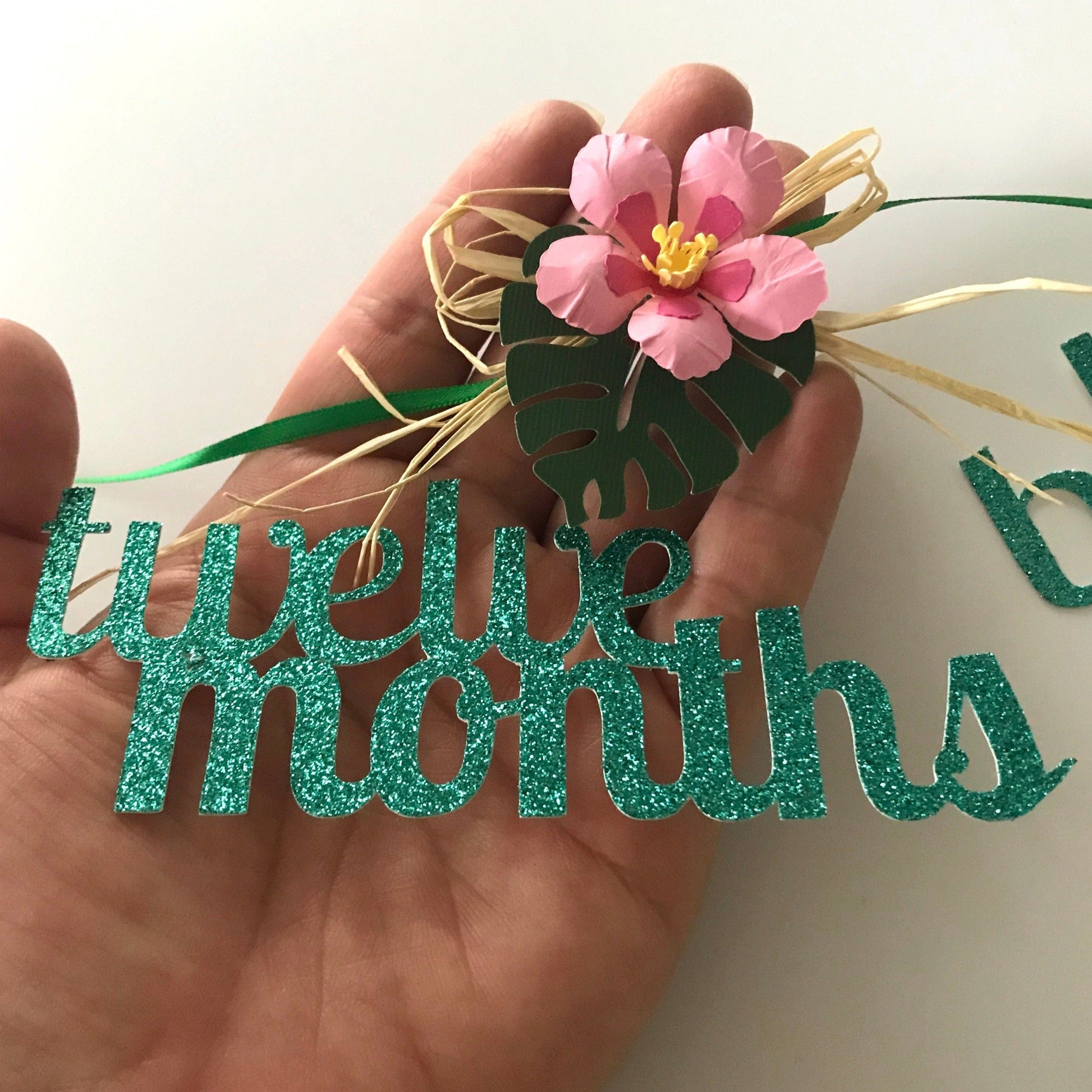Adriana Ortiz Designs Garland New born to 12 months photo banner, first birthday for tropical theme party.
