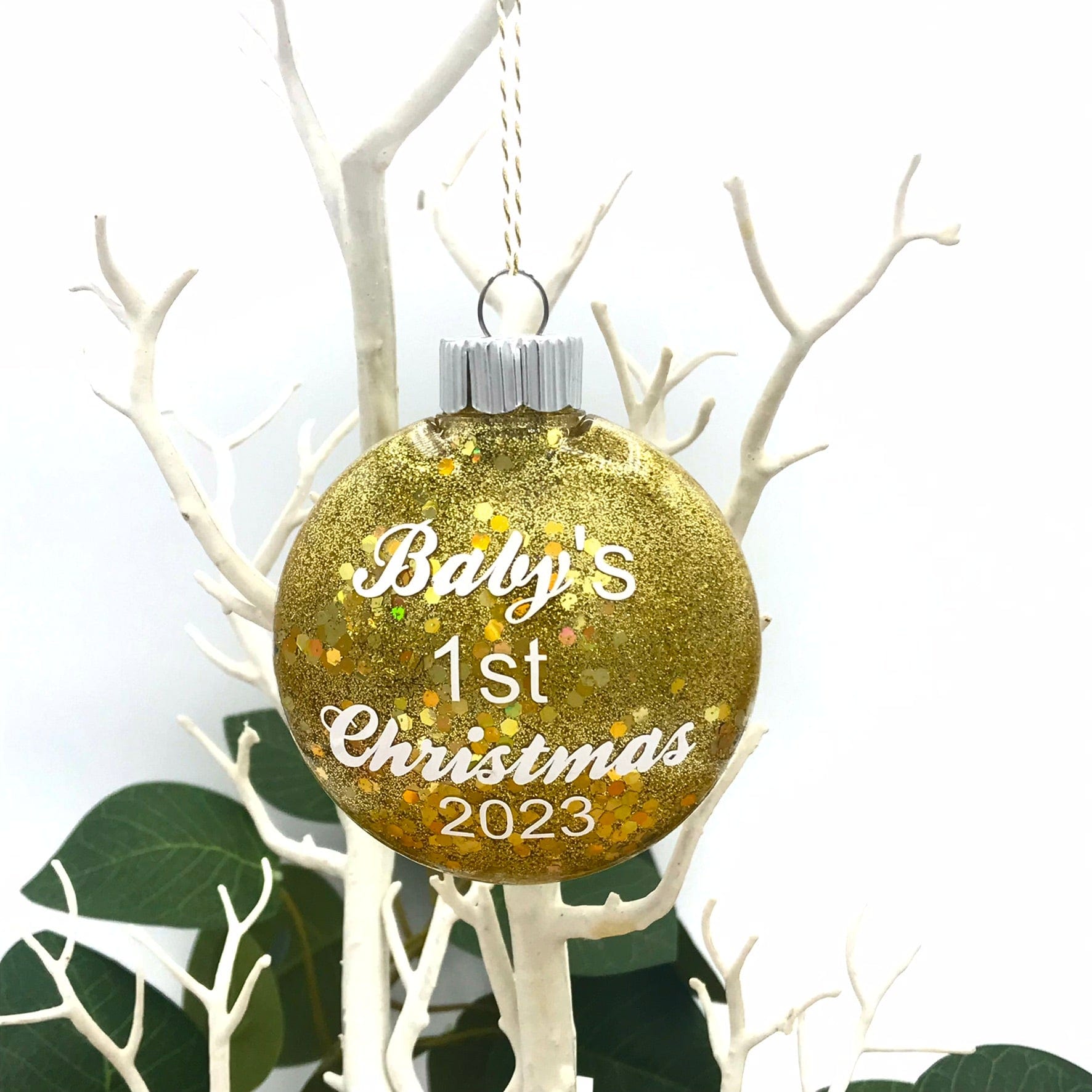 Adriana Ortiz Designs Holiday ornament Gold Personalized Ball Christmas Ornament