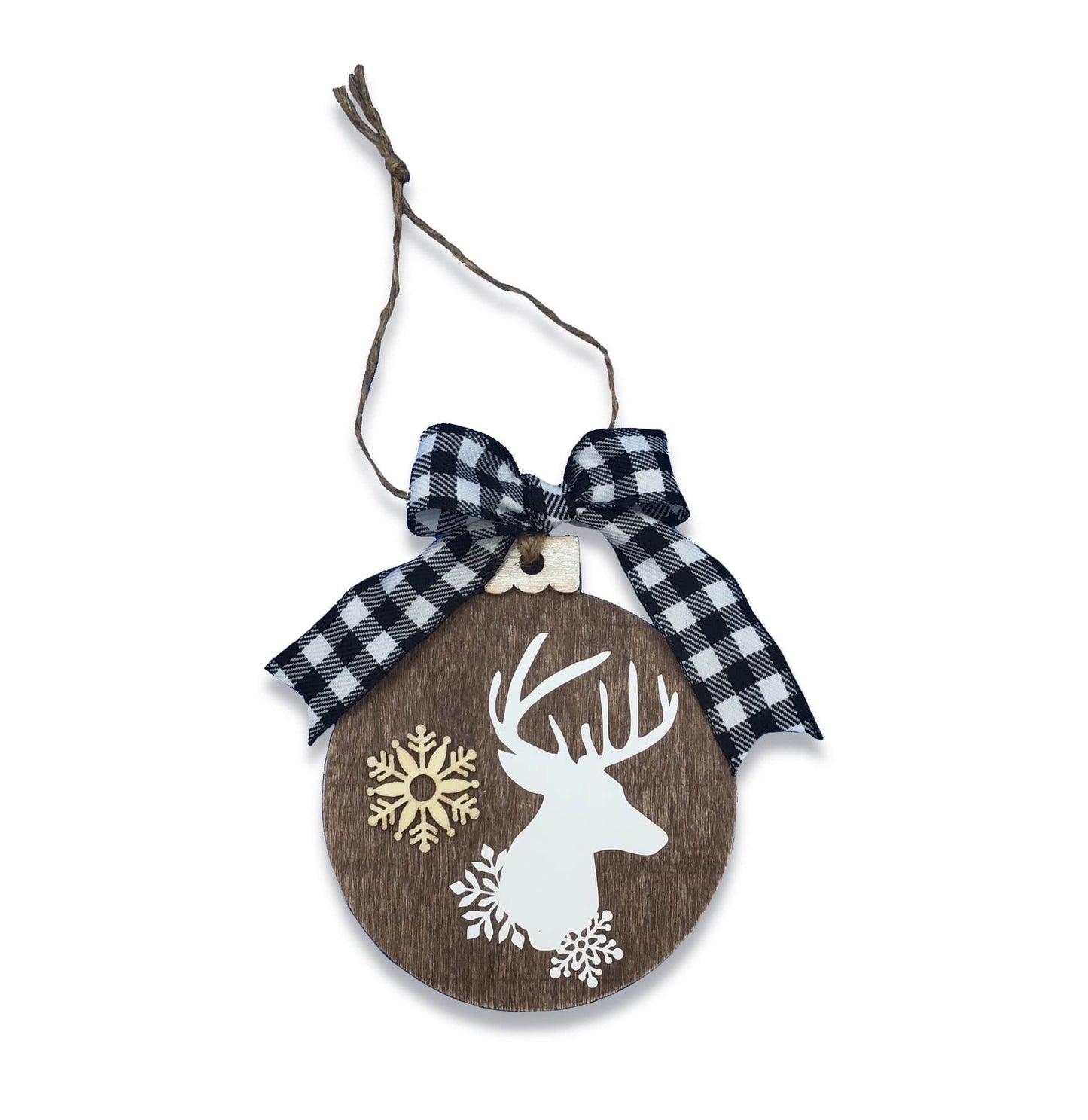 Adriana Ortiz Designs One Reindeer Wooden Christmas tree ornament