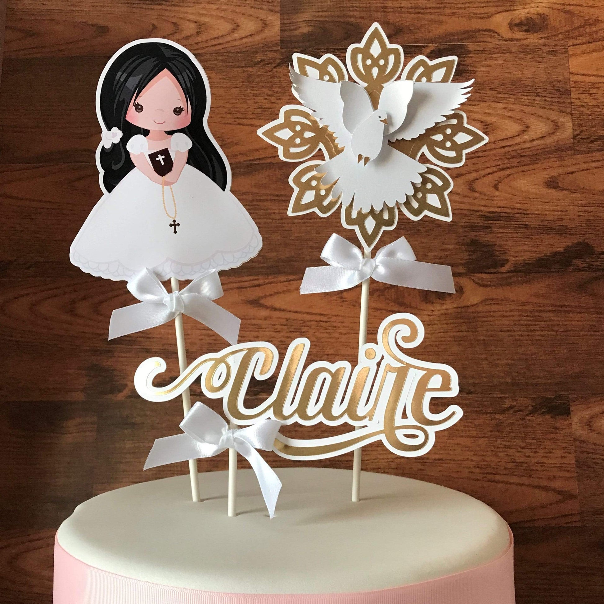 Adriana Ortiz Designs Cake Topper/ Centerpiece Communion Cake Topper Personalized