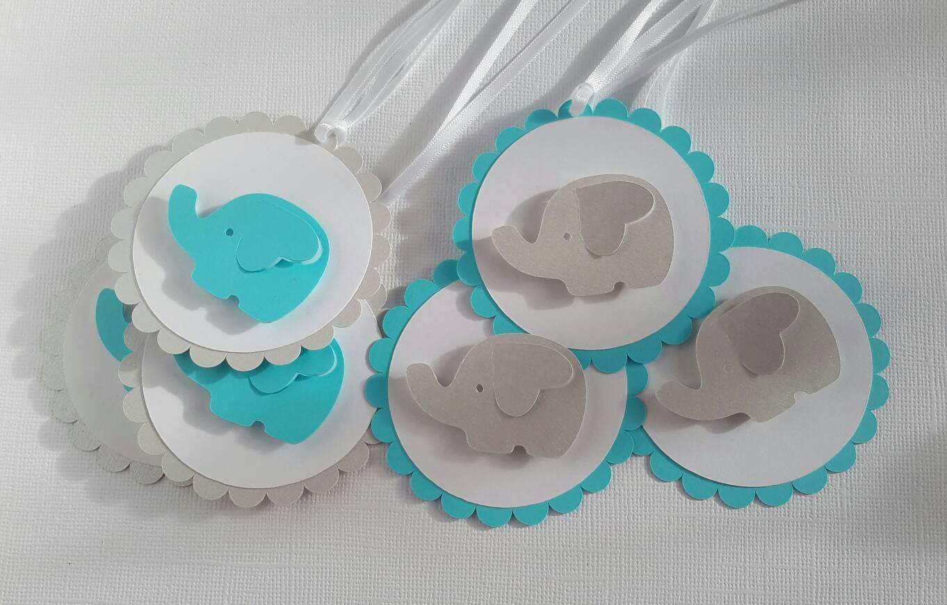 Adriana Ortiz Designs Tag Elephant Baby Shower Tags