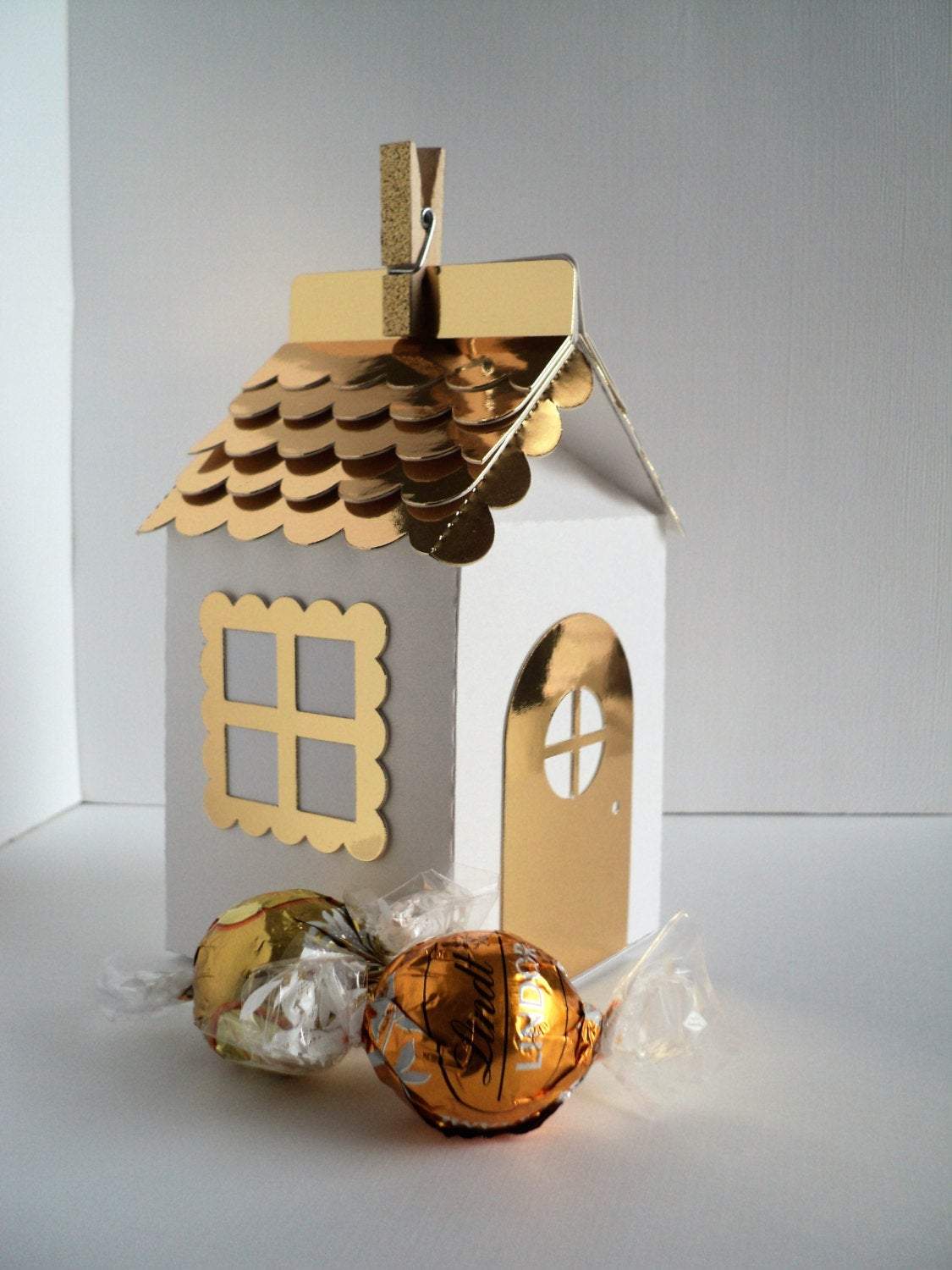 Adriana Ortiz Designs Favor Boxes Gold Little House Christmas Boxes.
