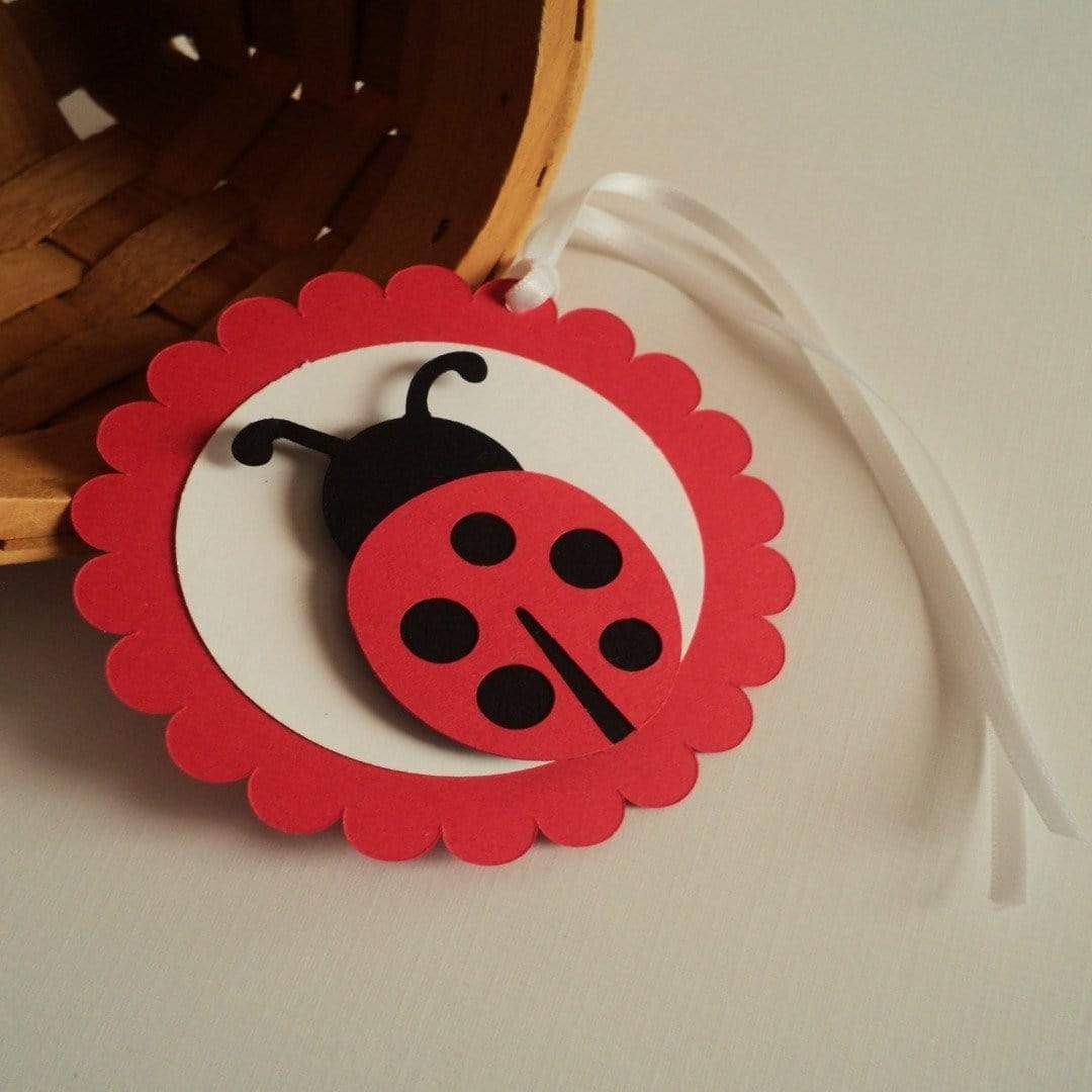 Adriana Ortiz Designs Tag Ladybug Favor Tags Set of 10. Gifts tags. 1st Birthday Decoration. Ladybug Theme Party.